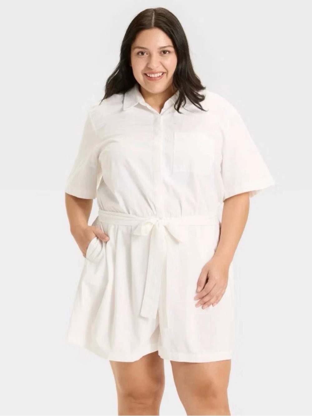 NWT Ava & Viv White Short Sleeve Romper Plus Size 3X – Missing Waist Tie